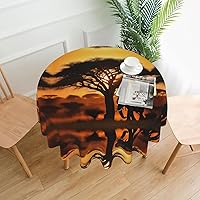 African Elephant Print Round Tablecloth 60 Inch Table Cloth Circular Table Cover for Dining Kitchen Banquet Dinner