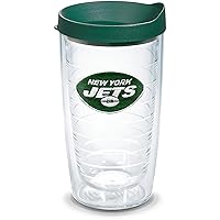 Made in USA Double Walled NFL New York Jets Insulated Tumbler Cup Keeps Drinks Cold & Hot, 16oz, Primary Logo