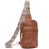 BOSTANTEN Sling Bag Quilted Crossbody Bags for Women Cross Body Purse Leather Fanny Pack with Adjustable Guitar Strap