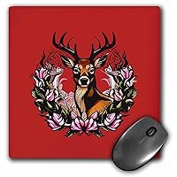 Arkansas Deer with Antlers and Apple Blossom Tattoo Art - Mouse Pads (mp-384040-1)