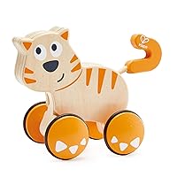 Hape Dante Push and Go | Wooden Push, Release & Go Cat Toddler Toy with Wheels