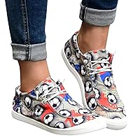 Women Sneakers Slip-On Canvas Low Cut Winter Shoes for Women Christmas Print Comfortable Casual Womens Walking Shoes