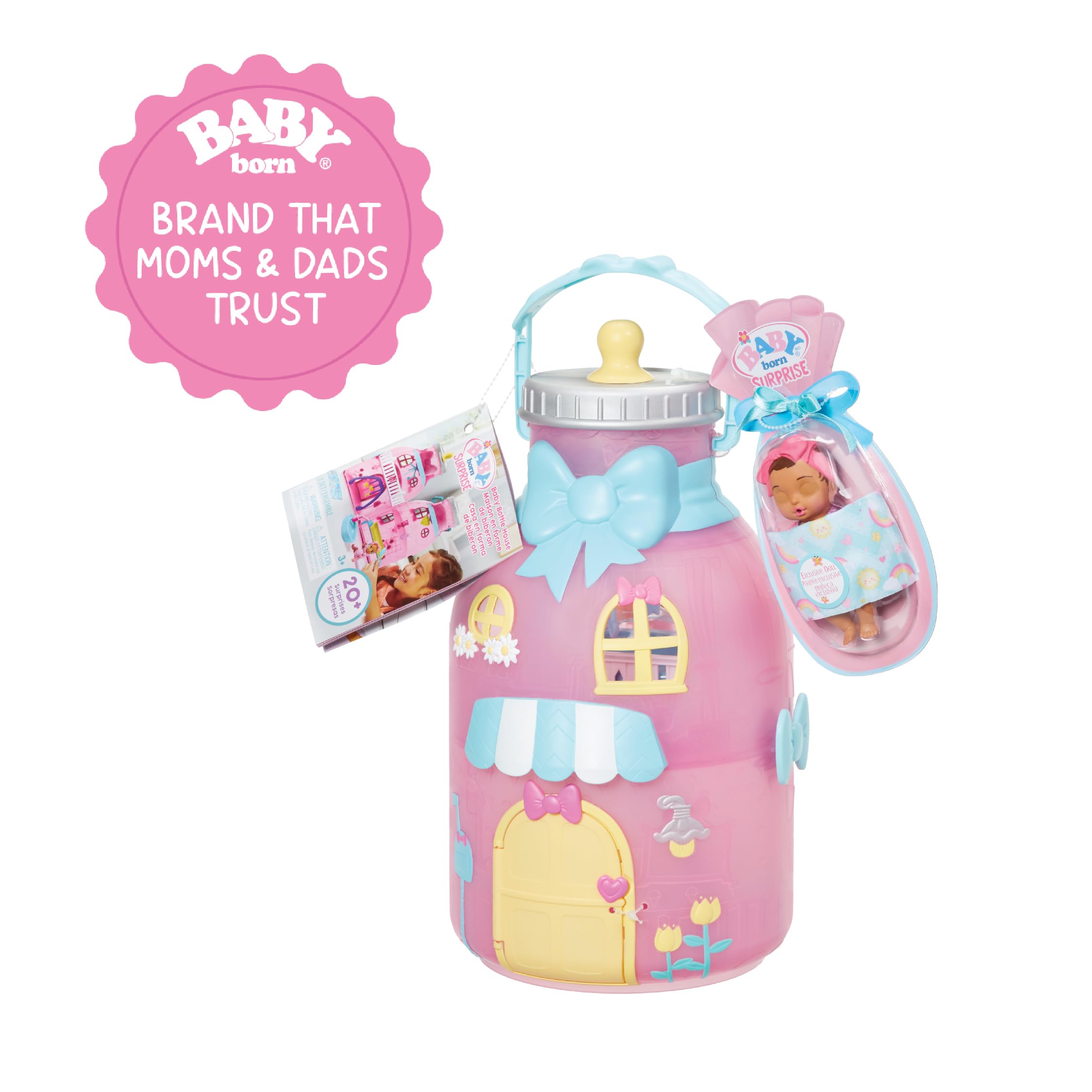 Baby Born Surprise Bottle House Playset with Exclusive Doll - Discover 20+ Surprises, 2 Levels of Play, 6 Rooms to Explore, for Kids Ages 3 and Up