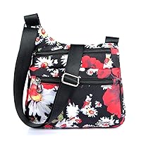 SCL Women's Nylon Crossbody Bag With Flowers Shoulder Messenger Bags Wallet Multicolor (Black2)