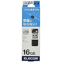 Elecom MF-SU2B16GBK 16GB USB Flash Drive with Strap Hole Cap, Black