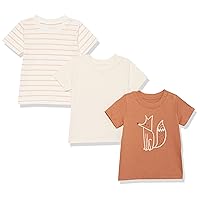 Amazon Essentials Unisex Babies' Organic Cotton Short Sleeve T-Shirt (Previously Amazon Aware), Pack of 3