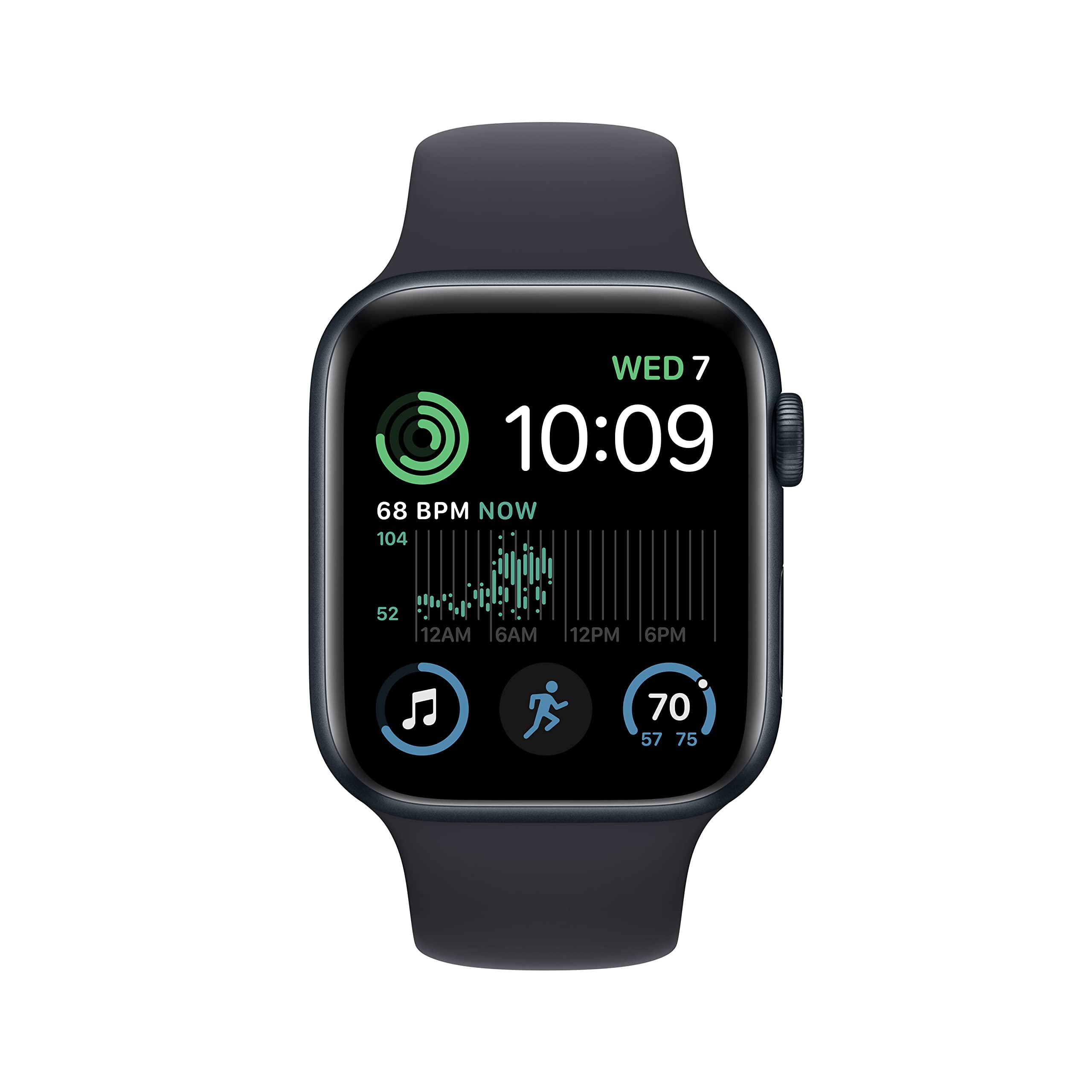 Apple Watch SE (2nd Gen) [GPS 44mm] Smart Watch w/Midnight Aluminum Case & Midnight Sport Band - S/M. Fitness & Sleep Tracker, Crash Detection, Heart Rate Monitor, Retina Display, Water Resistant
