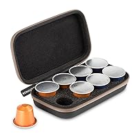 Protective Carrying Case For Nespresso & Compatible Capsules Portable Espresso Maker Coffee Pod Holder Pu Hard Shell Portable Holds 8 Pods Brown
