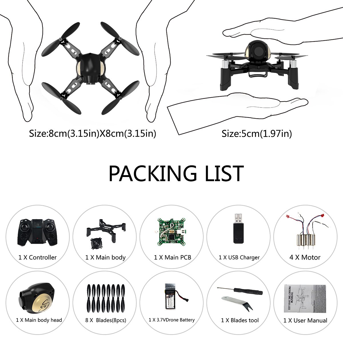 REMOKING R605 RC DIY Drone Toys Mini Racing Quadcopter Headless Mode 2.4GHz 360°flip 4 Channels Altitude Hold Indoor and Outdoor Game Educational Building Toy Science Kit for Kids and Adults