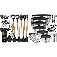 Umite Chef 33Pcs Kitchen Cooking Utensils Set and 26pcs Mixing Bowls with Lids Set