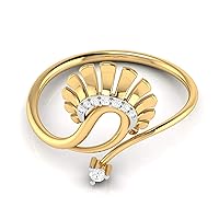 VVS IGI Certified Unique Sun Style Ring 10K White/Yellow/Rose Gold With 0.036 Carat Natural Diamond Wedding Ring For Women