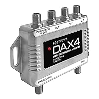 Antennas Direct DAX 4-Output TV Antenna Distribution Amplifier, Output to 4 Televisions, CATV Systems, 4K 8K Ready – w/Power Supply, Coaxial Cable (Silver)