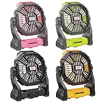10400mAh Battery Operated Fan, Camping Fan Rechargeable with LED Light & Hooks, Portable Tent Fan Outdoor for Picnic, Barbecue, Fishing, Travel