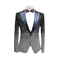 Men's Suit Coat Dennis Dress Sequins Suit Blazer Formal Business Host Jacket for Men One Button Coat