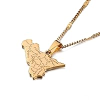 Stainless Steel Italy Sicily Map Pendant Necklaces Gold Color Italian Sicilia