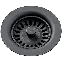Elkay LKQS35CH Polymer Drain Fitting with Removable Basket Strainer and Rubber Stopper, Charcoal