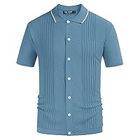 PJ PAUL JONES Men's Polo Shirt Button Down Knit Shirt Casual Summer Beach Golf Polo