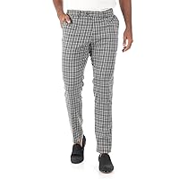 Barabas Men's Checkered Plaid Grey White Chino Pants CP63