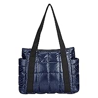 Puffer Tote Bag for Women Quilted Shoulder Bag Large Down Cotton Soft Padded Handbag