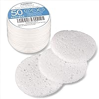 50-Count Compressed Facial Sponges, GAINWELL White Cellulose 100% Natural Cosmetic Spa Sponges for Facial Cleansing, Exfoliating Mask, Makeup Removal