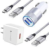 Fast USB C Charger, Powerful QC 3.0 Charger+Car Charger Adapter+6ft USB Type C Cable for Samsung Galaxy S24 Ultra/S24+/S23 FE Ultra/S22/S21/S20 Ultra, Note20/10,LG Stylo 6 5,OnePlus 10 Pro 9 8 7T Pro
