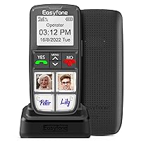 Easyfone Prime-A5 Large Button Mobile Phone With No Contract, GSM Senior Model With Emergency Call Button, Torch and Table Charging Station, Illuminated Colour Display, FM Radio, A2