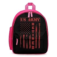 Army Retired Flag Mini Travel Backpack Casual Lightweight Hiking Shoulders Bags with Side Pockets