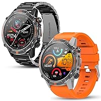 WalkerFit M6 Ultra Smart Watch Black Stainless Steel and Smart Watch Orange