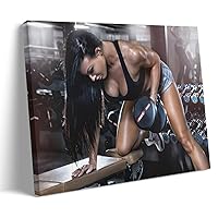 Fitness Poster Sexy Girl Is Doing Dumbbell Bodybuilding Art Gym Decorative Poster Canvas Wall Picture Print Modern Art Family Bedroom Decor Posters 24x36inch(60x90cm)