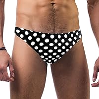 Men's Polka Dot Black and White Pattern Swimsuit Brief Bikini Swimwear Sexy Swimsuit Swimming Short Quick Dry
