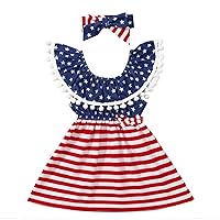 Baseball Smocked Dress Dress Baby and Girls Toddler Striped 4-of-July Princess Printed Girls Girls Dress Plus