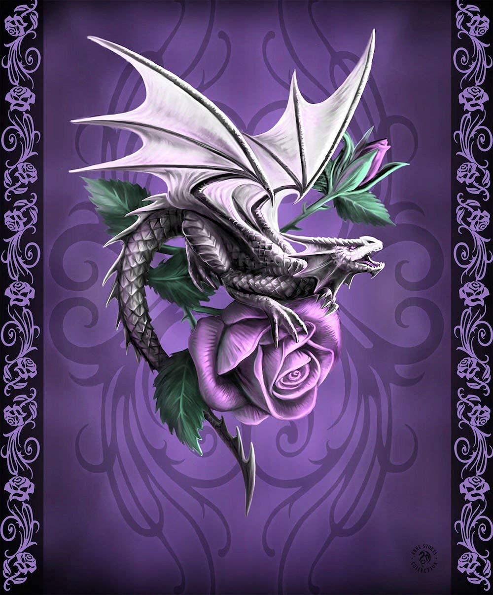 Anne Stokes Signature Silk Touch Sherpa Lined Throw Blanket (Dragon Beauty)
