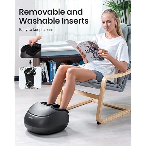 RENPHO Foot Massager Machine with Heat, Shiatsu Deep Kneading, Multi-Level Settings, Delivers Relief for Tired Muscles and Plantar Fasciitis, Fits Feet Up to Men Size 12 (Black-with Remote)