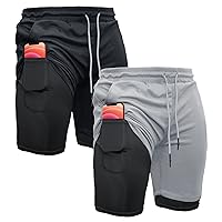 OEBLD Mens Athletic Shorts 2-in-1 Gym Workout Running 7'' Shorts with Towel Loop