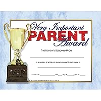 Hayes Publishing Very Important Parent Award Certificate, 8.5