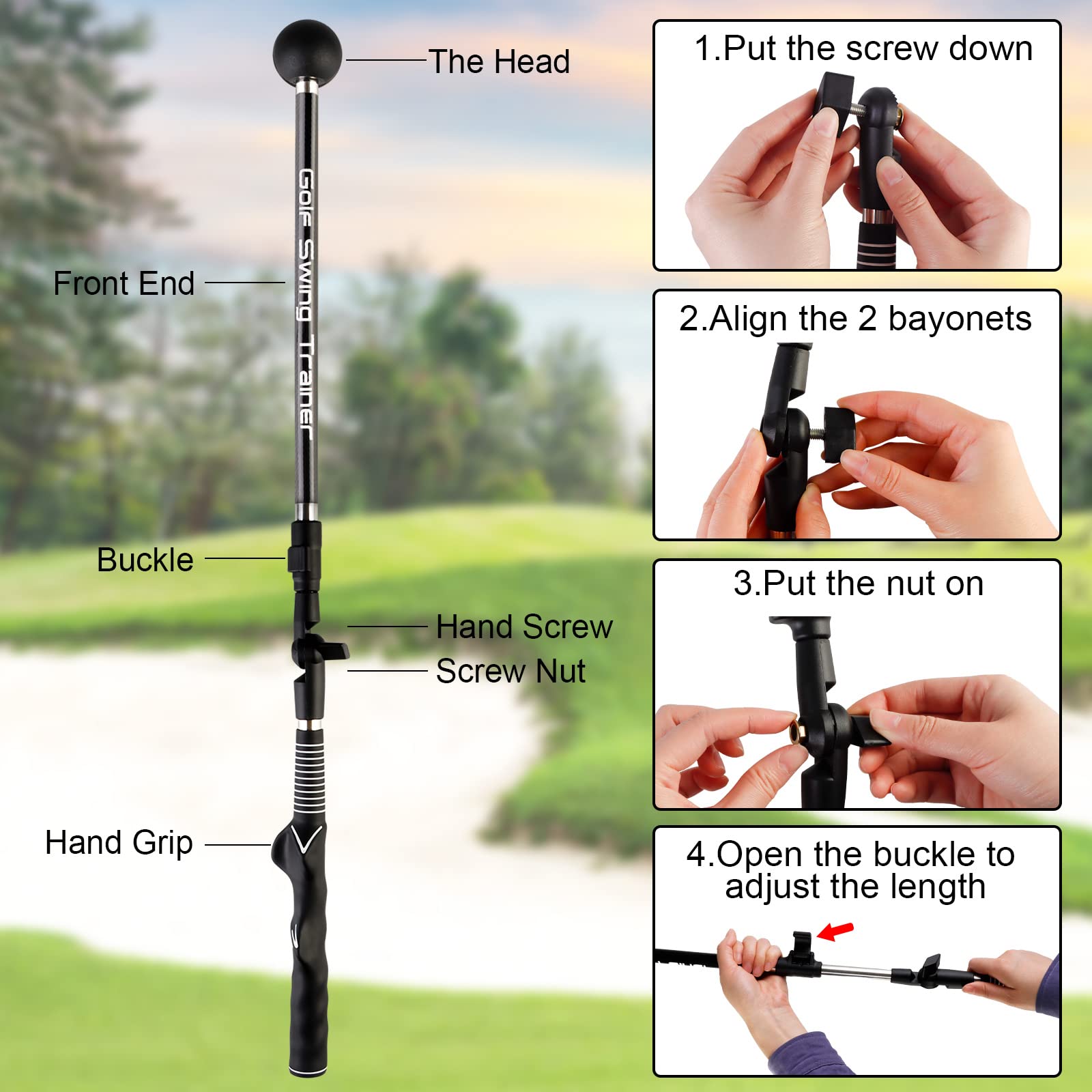 TAOTOP Golf Swing Trainer, Portable Golf Training Aid, Adjustable Lightweight, Durable Golf Trainer with Ergonomic Grip for Beginners