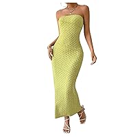 Floerns Women's Strapless Bandeau Tube Party Cocktail Bodycon Maxi Dress