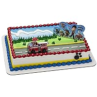 DecoSet Paw Patrol Just Yelp for Help Cake Topper, 2-Piece Decorations with Marshall in Fire Engine and Background for Fun After the Birthday Party