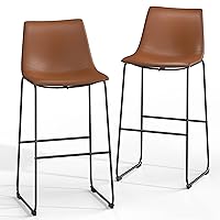 NicBex Retro Bar Stools Crazy-Horse Leather with Metal Legs Barstools, Lounge Kitchen Island Bar Stools, Set of 2, (Walnut Color) (A-GE17021-USSU014)