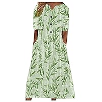 Wedding Guest Dress, Ladies Casual Plus Size Printed Round Neck Pullover Loose Sleeveless Dress