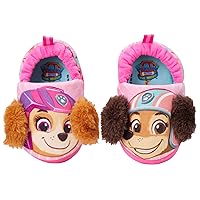 Nickelodeon Girl's Paw Patrol Plush Fuzzy Skye and Everest Slippers (Toddler/Little Kid)