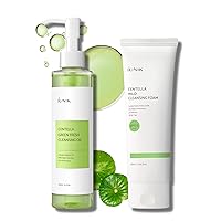 IUNIK Centella Asiatica Cleansing Oil Gentle Makeup Sunscreen Remover & Mild Foaming Facial Cleanser pH-balancing Moisturizing for Dry Oily Sensitive Skin Double Cleansing Kit Korean Skincare