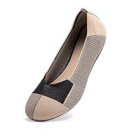Frank Mully Women’s Ballet Flat Shoes Knit Dress Shoes Round Toe Slip On Ballerina Walking Flats Shoes for Woman Low Wedge Comfort Soft