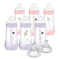Easy Start Anti-Colic Baby Bottle, Medium Flow, Breastfeeding-Like Silicone Nipple Bottle, Reduces Colic, Gas, & Reflux, Easy-to-Clean, BPA-Free, Vented Baby Bottles for Newborns, 2 Plus Months
