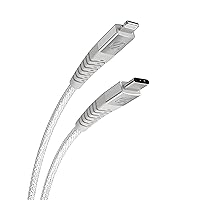 Scosche HDCi4B4WT-SP Strikeline Heavy-Duty MFi Certified Premium Charge & Sync Braided Cable for Lightning and USB-C Devices 4-ft. White/Silver