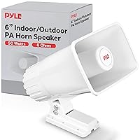 Pyle Indoor / Outdoor PA Horn Speaker - 6” Portable PA Speaker With 8 Ohms Impedance & 50 Watts Peak Power - Mounting Bracket & Hardware Included - Pyle PHSP4 White