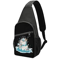 Birthday Cake Crossbody Sling Backpack Adjustable Straps Chest Bag for Hiking Traveling Outdoors