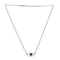 Evil Eye Spirital Protection Pink Tourmaline 925 Sterling Silver Necklace