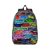 Colorful Brick Large Capacity Backpack, Men'S And Women'S Fashionable Travel Backpack, Leisure Work Bag,