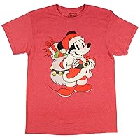 STAR WARS Men's Christmas Mickey Mouse Santa Red Graphic T-Shirt